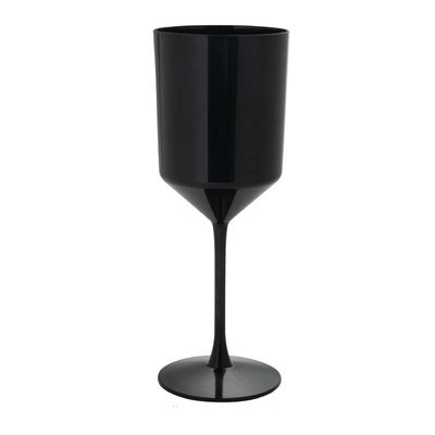 LUXE PARTY 24 Pack Disposable Wine Glasses | 11oz. | Premium Plastic | One Piece |Goblets | Parties | Weddings | Black