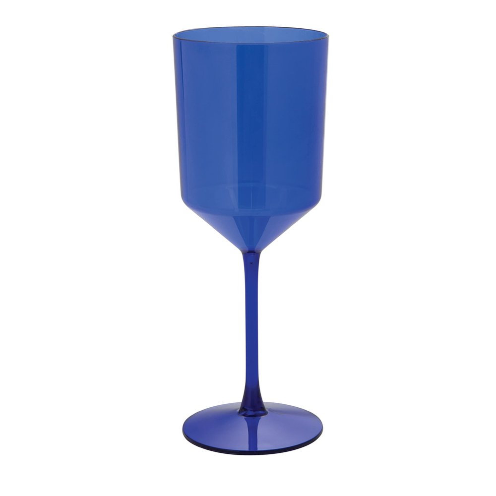 LUXE PARTY 24 Pack Disposable Wine Glasses | 11oz. | Premium Plastic | One Piece |Goblets | Parties | Weddings | Blue