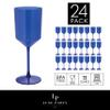 LUXE PARTY 24 Pack Disposable Wine Glasses | 11oz. | Premium Plastic | One Piece |Goblets | Parties | Weddings | Blue view 2