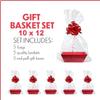 Upper Midland Products [5PK Large Red Baskets For Gifts Empty To Fill| Bulk Gift Basket Kit- 10x12' Big Basket | 5 Cellophane Bags | 5 Pack Red Pull Bows view 2