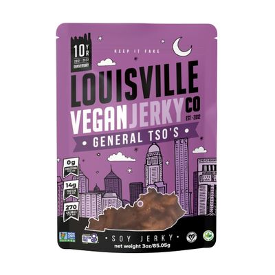 Louisville Vegan Jerky - General Tsos Vegan and Vegetarian Meat - Lip-Smacking Vegan-Friendly & Vegetarian Jerky - Non-GMO, Gluten-Free Low Fat High Protein Vegan Snacks
