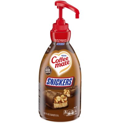 Coffee mate Snickers Flavored Liquid Creamer Pump Bottle - Snicker Flavor - 50.72 fl oz (1.50 L) - 1EachBottle