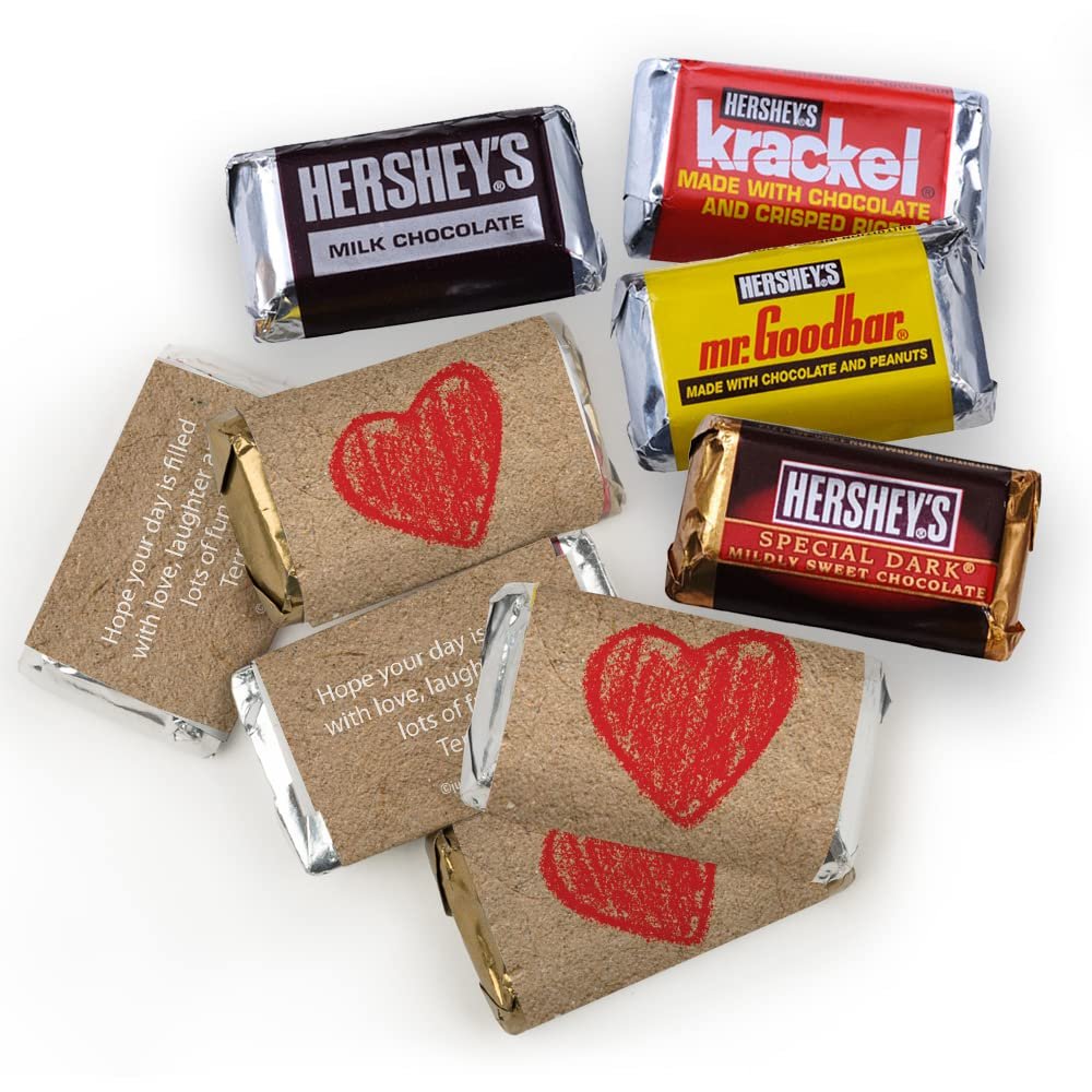 75ct Personalized Valentine's Day Candy Party Favors Miniatures Candy (75 Pack) - Red Heart