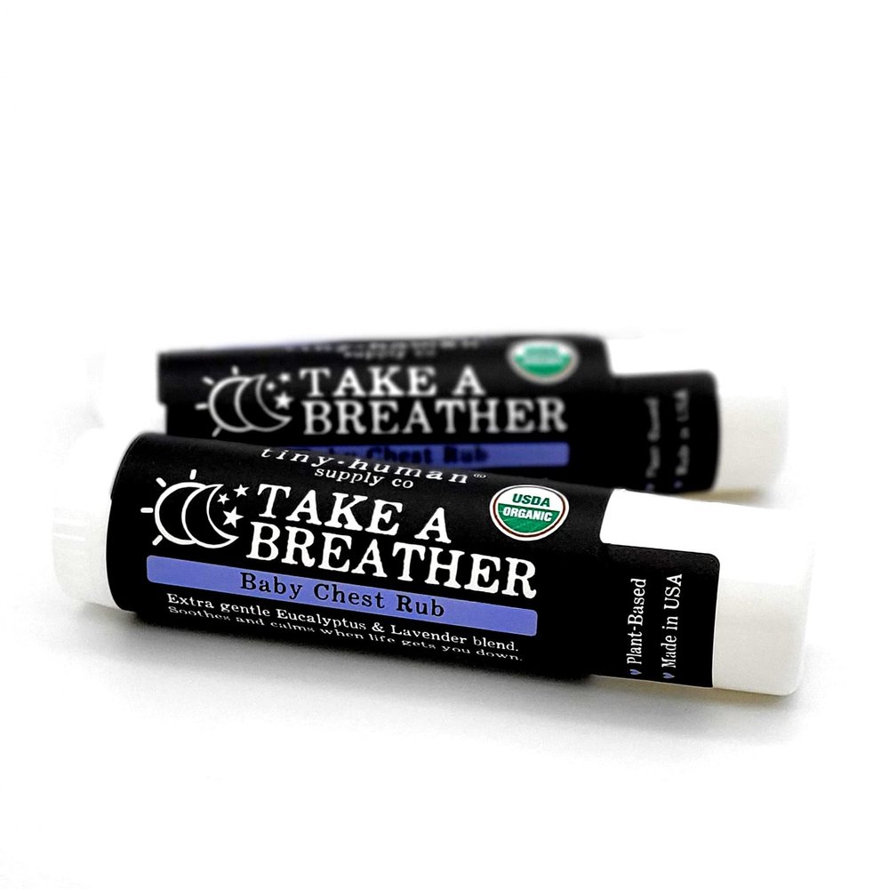 Tiny Human Supply Co Organic Take A Breather Baby Chest Rub Stick 2pk, 100% Natural, Soothing Lavender & Eucalyptus, Petroleum Free, Cruelty Free
