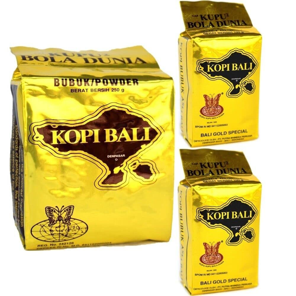 Kupu Kupu Bola Dunia Bali Coffee Bali Gold Special Powder 250g x 1 + 100g x 2