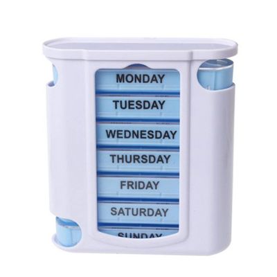 7 Days AM PM Pill Case 4 Times a Day, Pill Lunch Box, 28 Grids Medicine Pills Case Portable Independent Plastic 7 Layers Drawer Medicine Box (Blue*White), 7 Days Medicine Pill Case 7 La