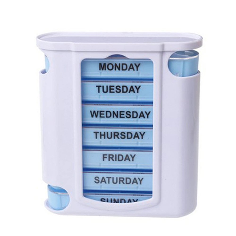 7 Days AM PM Pill Case 4 Times a Day, Pill Lunch Box, 28 Grids Medicine Pills Case Portable Independent Plastic 7 Layers Drawer Medicine Box (Blue*White), 7 Days Medicine Pill Case 7 La