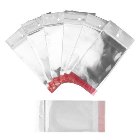 StarBoxes UOFFICE Clear Resealable Cellophane Bags, 3.9" x 7.1" with Hanging Header