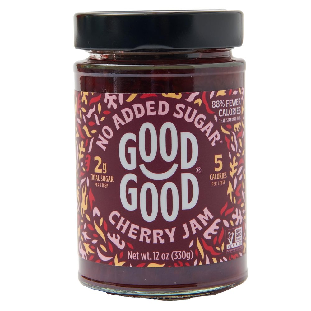 GOOD GOOD Cherry Jam - No Added Sugar - Low Calorie - Gluten Free and Vegan - Diabetic and Keto Friendly - 12oz / 330g (Pack of 1)