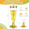 Rtteri 300 Pcs Plastic Champagne Flute 4.5 oz Disposable Champagne Wine Glasses Plastic Toasting Glasses for Wedding Engagement Birthday Graduation Anniversary Parties(Gold Rim) view 2