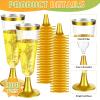 Rtteri 300 Pcs Plastic Champagne Flute 4.5 oz Disposable Champagne Wine Glasses Plastic Toasting Glasses for Wedding Engagement Birthday Graduation Anniversary Parties(Gold Rim) view 3