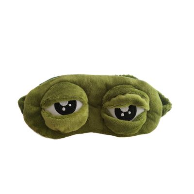 Funny 3D Frog Sleep Mask, Green Cute Cartoon Sad Frog Blindfold Cover, Super Soft Eye Blinder for Travel Office Snap Yoga Gift