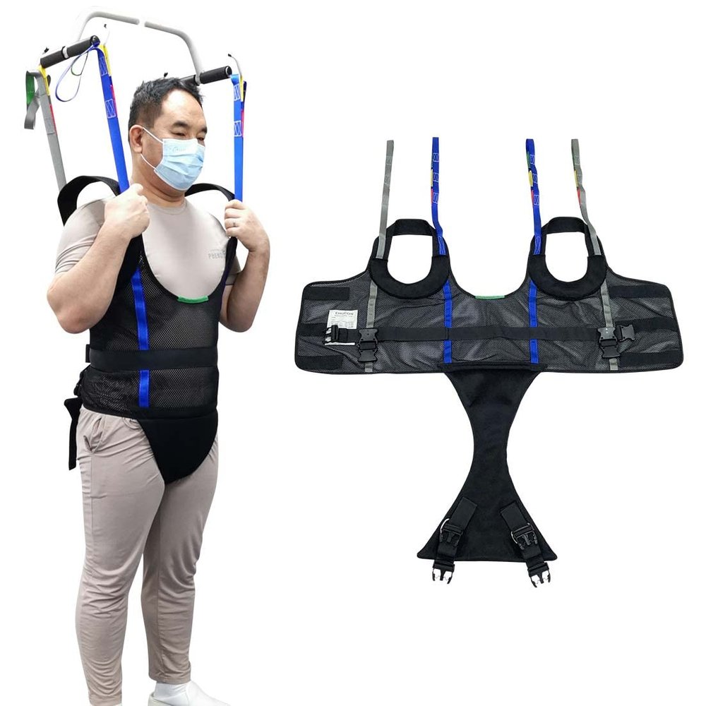 EZ Assistive Comfort Padded Patient Lift Walking Sling,500lbs Safety Loading Weight,Medical Hoist Standing Aids for Ambulating Support Training-Small Size (Black-1-S)