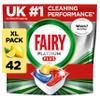 Fairy Platinum Plus Dishwasher Tablets  42 Pack, Lemon, Anti-Dull Technology view 1