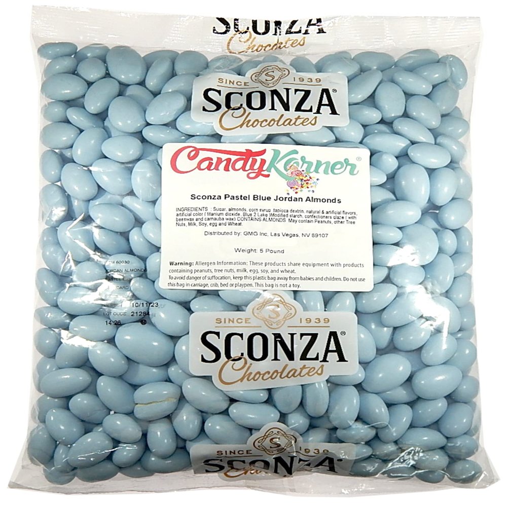 Jordan Almonds - Candy Coated Almonds - Pastel Blue Mix - Top Grade Almonds Covered In A Thin Candy Coating By CandyKorner - 5 Pound (80 Ounce)