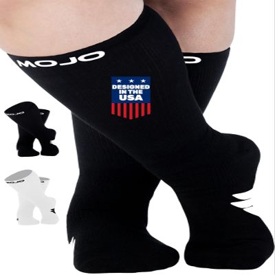 Mojo Compression Socks - Black Athletic Crew Length (15-20mmHg) for Medium Support - 3X-Large Size for Optimal Lymphedema Relief - 1 Pair