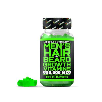 Best Beard Stuff Beard Growth Vitamins - Biotin Gummies for Beard & Hair Growth  Maximum Strength 620,000mcg Biotin with Collagen, MSM, Keratin & Bamboo Extract