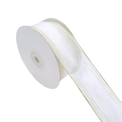 YASECO 38mm Edge White Organza Ribbon with Wired Edges for Gift Wrap Wedding Decor Bows for Crafts Decorate Lace (Color : 2111, Size : 25 Yards)