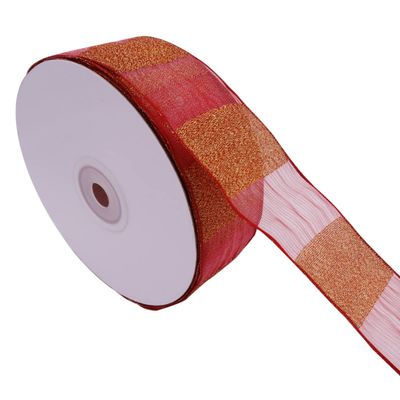 YASECO 38mm Red Metallic Organza Wired Edge Ribbon for Christmas Decoration Gift Wrapping Bows for Crafts Decorate Lace (Color : 1241, Size : 10 Yards)
