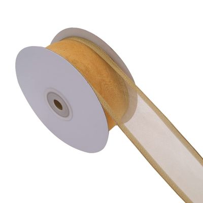 YASECO 38mm Golden Organza Sheer Ribbon Wired Edges for Christmas Decoration Gift Wrapping Bows for Crafts Decorate Lace (Color : 2122, Size : 10 Yards)