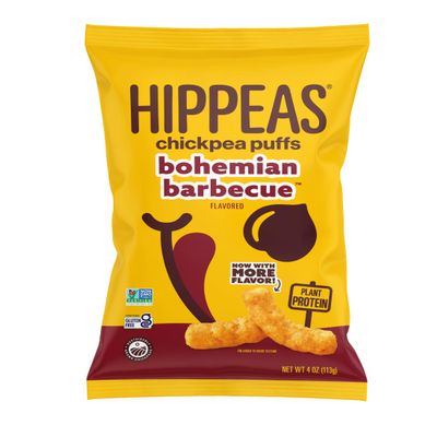 Hippeas Chickpea Puffs, Bohemian Barbecue (Pack of 1), 4 Ounce, 4g Protein, 3g Fiber, Vegan, Gluten-Free, Crunchy, Plant Protein Snacks