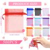 Woanger 500 Pcs Multicolor Organza Bags Bulk 4 x 6 Inch Small Drawstring Mesh Gift Bags Sheer Jewelry Pouches Sachet Candy Pouch for Wedding Favor Holiday Festival Birthday Party Shower view 2