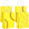16 Pcs Softball Party Treat Bags,Softball Gift Bags,Softball Goodie Favor Treat Bags,Softball Treat Candy Bags with Handle,Softball Present Bags for Sport Softball Birthday Party Decorations Supplies view 1