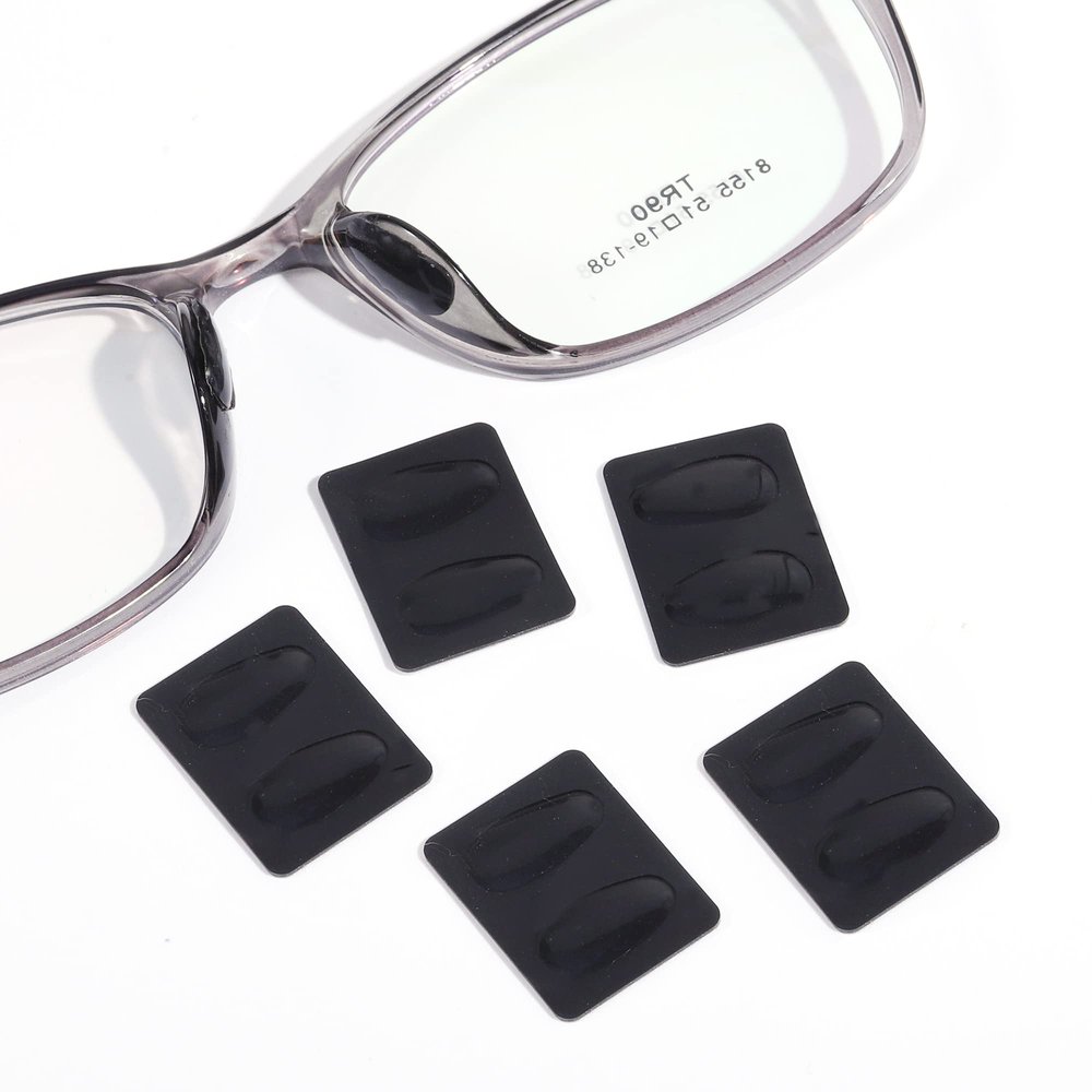 Eyeglass Nose Pads, Adhesive Anti-Slip Nose Pads for Glasses, Soft Silicone Cushion Nose Pad for Glasses, Eyeglasses, Sunglasses (5 Pairs Black)
