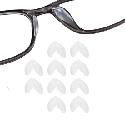 10 Pairs Adhesive Glasses Nose Pads, Pea Shape Stick on Anti-Soft Silicone, Adhesive Nose Pads Glasses for Glasses, Eyeglasses and Sunglasses (10 Pairs Transparent)
