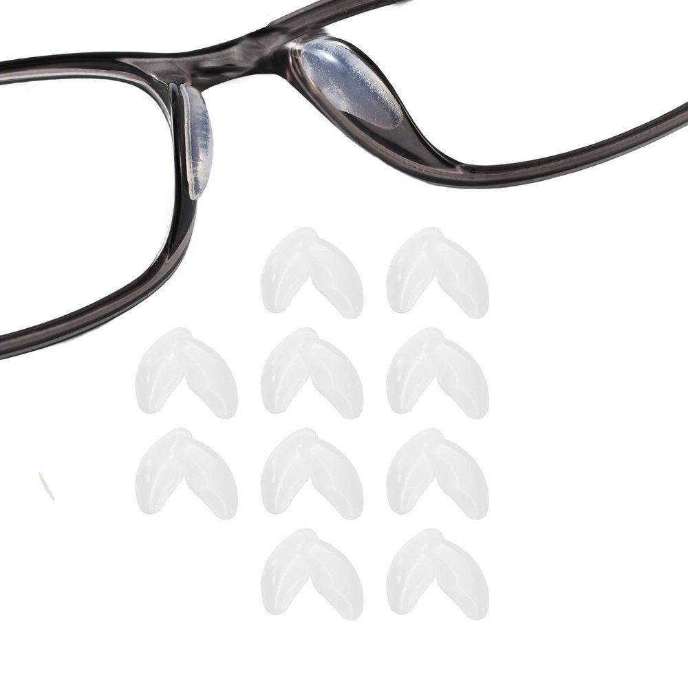 10 Pairs Adhesive Glasses Nose Pads, Pea Shape Stick on Anti-Soft Silicone, Adhesive Nose Pads Glasses for Glasses, Eyeglasses and Sunglasses (10 Pairs Transparent)