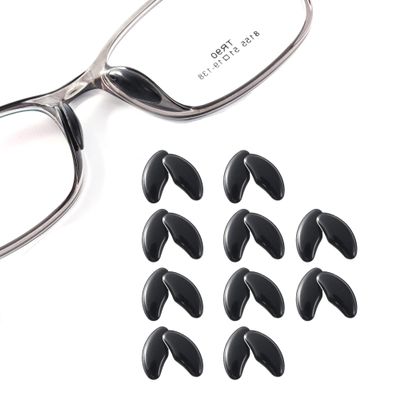 10 Pairs Adhesive Glasses Nose Pads, Pea Shape Stick on Anti-Soft Silicone, Adhesive Nose Pads Glasses for Glasses, Eyeglasses and Sunglasses (10 Pairs Black)