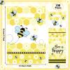 100 Yellow Honey Bee Theme Treat Bags with Handles - Bee Pattern Plastic Goodie Bags for Baby Shower, Gender Reveal & Birthday Party view 2