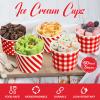 Zubebe 60 Pieces 9 oz Paper Ice Cream Cups Dot Striped Gingham Snack Paper Red Ice Cream Bowls Disposable Party Bowls Soup Cups Dessert Yogurt for Sundae Hot or Cold Food for Parties, BBQ, Events view 2