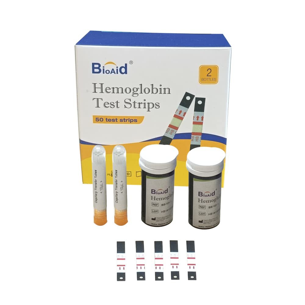 Bioaid Hemoglobin Strips 50 pcs with 50 pcs Capillary Tubes