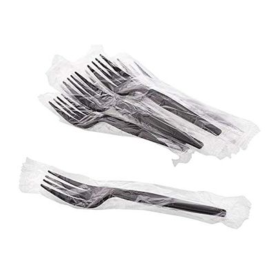Individually Wrapped Heavy Weight Plastic Fork (Black Fork, 50)