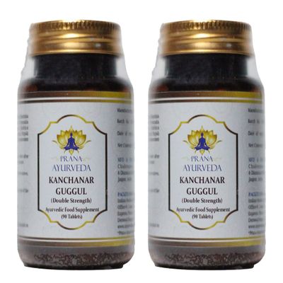 Kanchanar Guggulu (Double Strength) 90 Tablets of 700mg Each - Ayurvedic Supplement (Pack of 2)