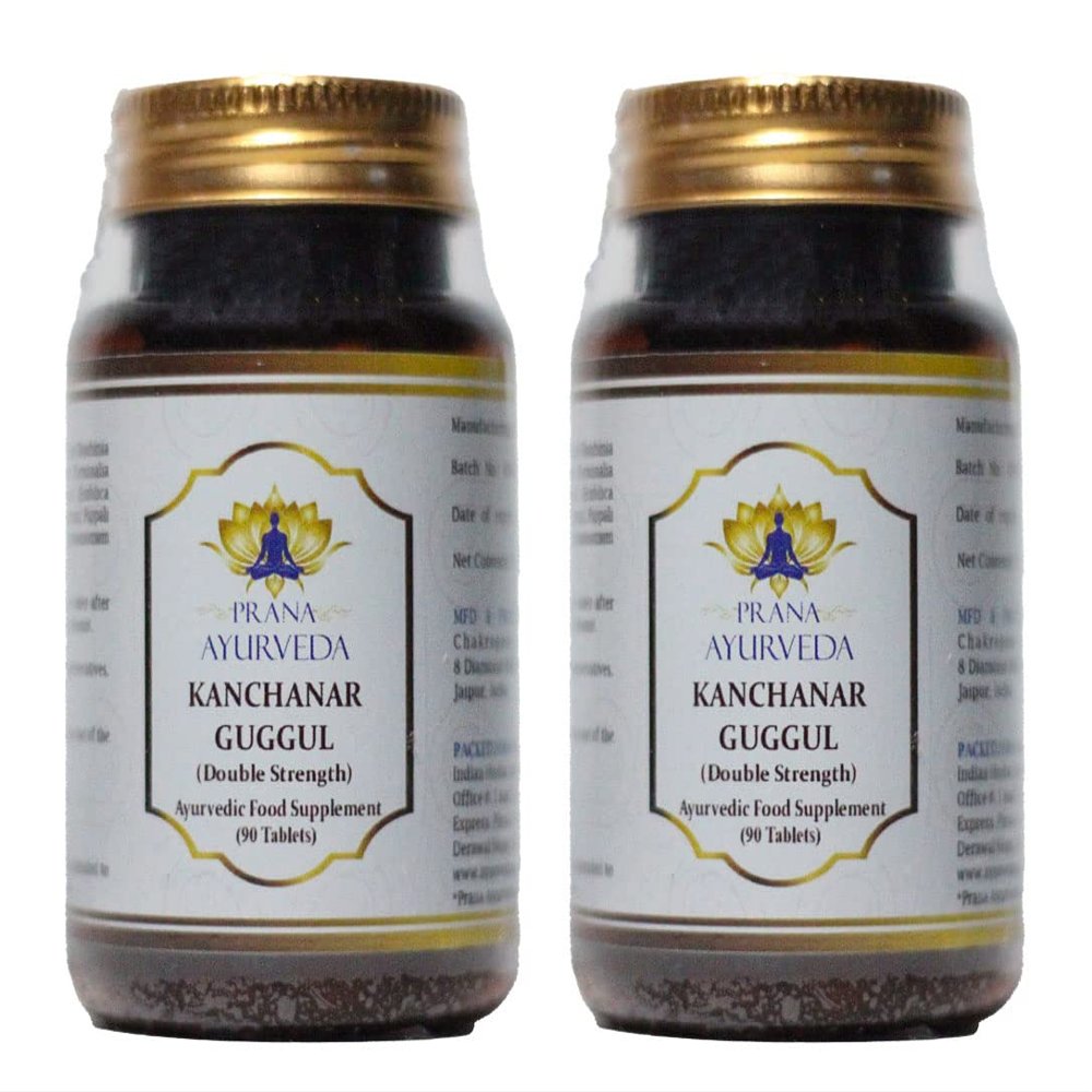 Kanchanar Guggulu (Double Strength) 90 Tablets of 700mg Each - Ayurvedic Supplement (Pack of 2)