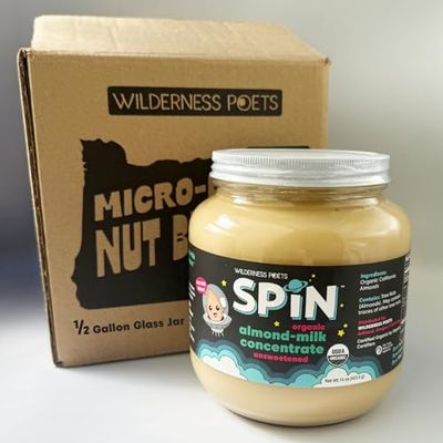 Wilderness Poets SPiN, Organic Almond Milk Concentrate (Unsweetened) - Make Almond Milk or Non-Dairy Creamer for Coffee, Tea, Lattes, Smoothies and Vegan Desserts (64 Ounce - 4 Pound)
