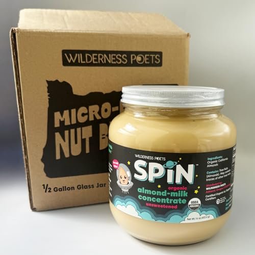 Wilderness Poets SPiN, Organic Almond Milk Concentrate (Unsweetened) - Make Almond Milk or Non-Dairy Creamer for Coffee, Tea, Lattes, Smoothies and Vegan Desserts (64 Ounce - 4 Pound)