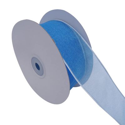 YASECO 38mm Silver Edge Blue Organza Ribbon for Gift Wrapping Accessories Bows for Crafts Wedding Decoration Decorate Lace (Color : 1038, Size : 10 Yards)