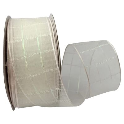 YASECO 38mm White Plaid Organza Ribbon for Wedding Decoration Gift Wrapping Accessories Bows for Crafts Decorate Lace (Color : 2248, Size : 10 Yards)
