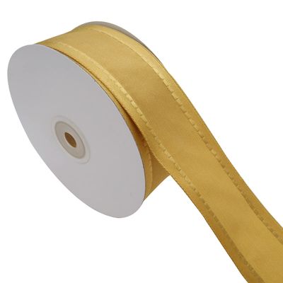 YASECO 38mm Gold Satin Edge Organza Ribbon for Gift Wrapping Accessories Christmas Decoration Bows for Crafts Decorate Lace (Color : 2212, Size : 25 Yards)