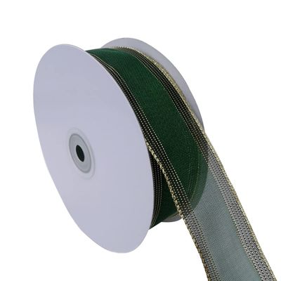 YASECO 38mm Wired Net Metallic Green Ribbon for Christamas Wreath Decoration Gift Wrapping DIY Bow Accesories Decorate Lace (Color : 2070, Size : 25 Yards)