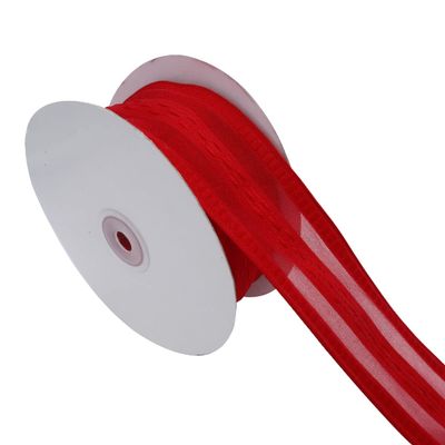 YASECO 38mm Red Stripes Organza Ribbon for Christmas Decoration Gift Wrapping Accessories Bows for Crafts Decorate Lace (Color : 2055, Size : 25 Yards)