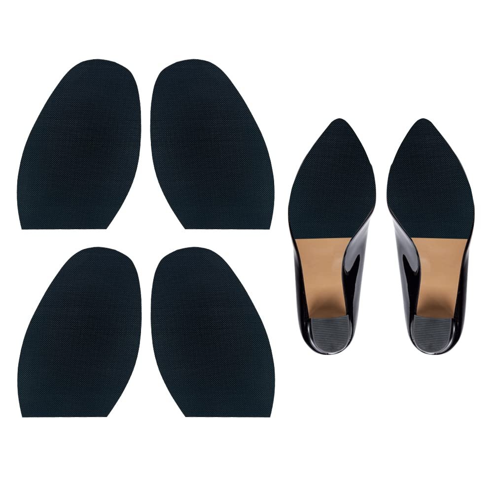 2 Pairs Shoe Front Sole Non Slip Pad, Heel Anti Skid Cushion, Rubber Grip Protector, Black Red Beige Shoe Bottom Half Sole (Black)