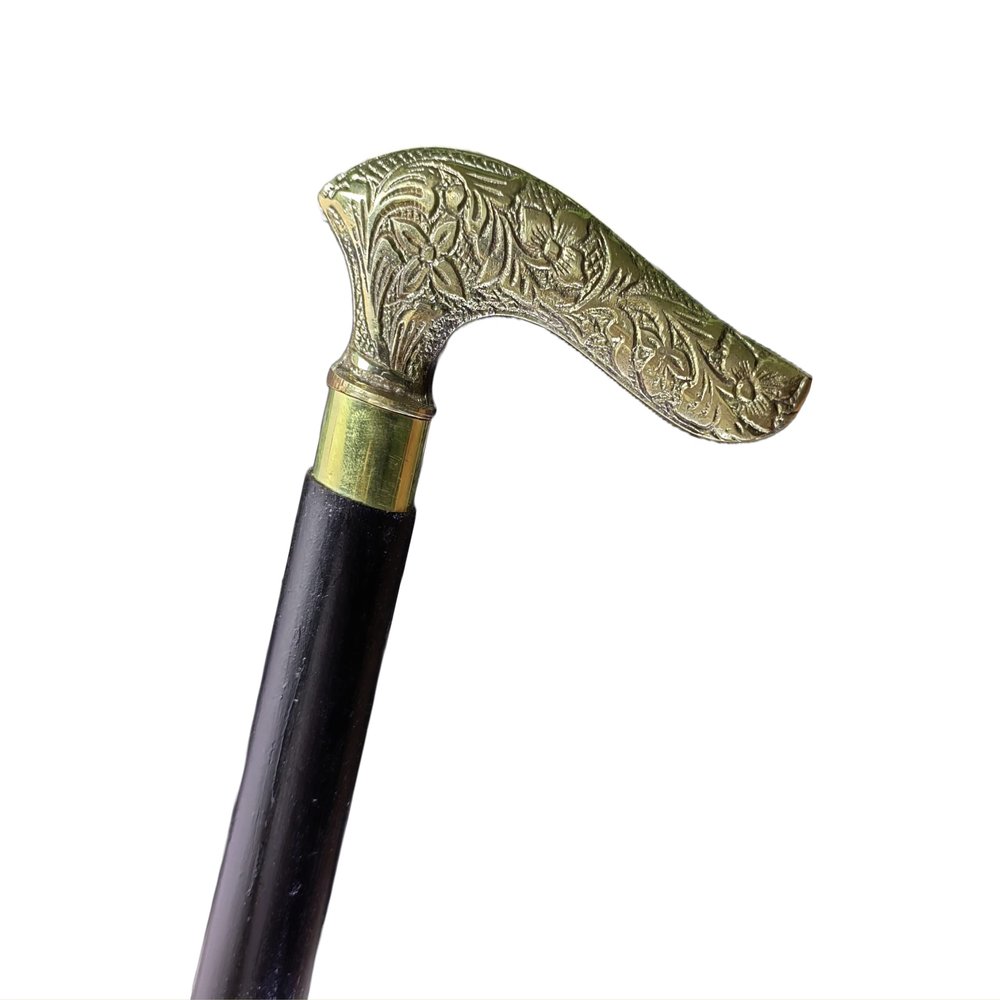 Wooden Walking Cane with Brass Handle for Old Men
