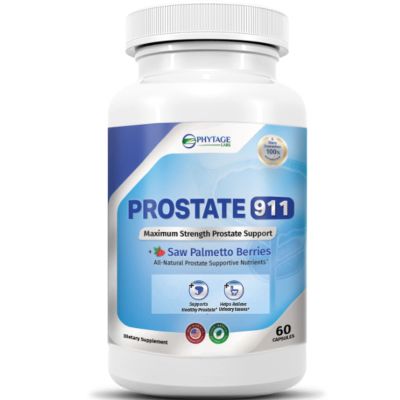 Phytage Labs Prostate 911 Mens Health Supplement - Saw Palmetto Support Prostate Function (60 Capsules)