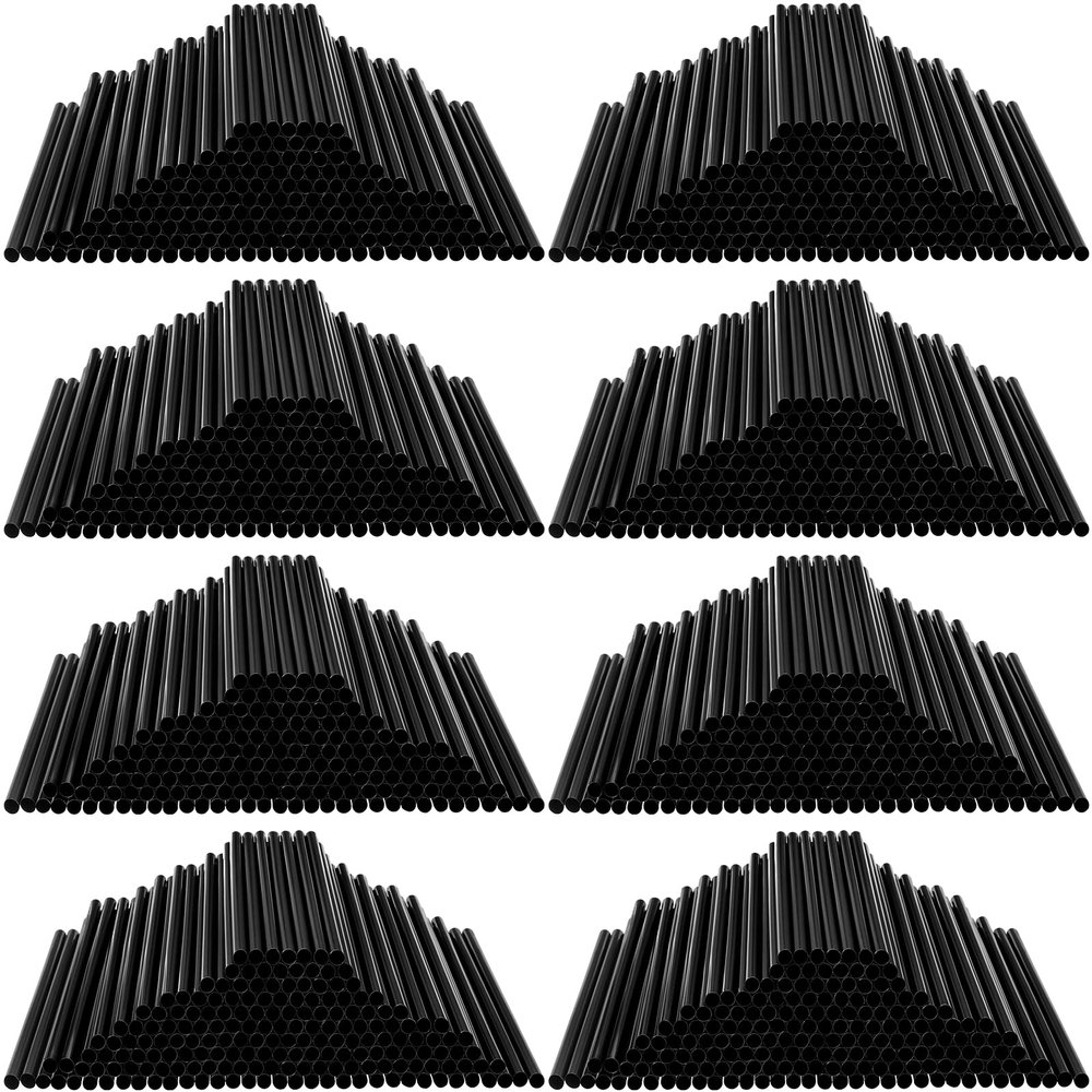 2000 Pcs Disposable Drinking Straws Long Plastic Straws 8.25" Long and 0.25'' Diameter for Cocktail Drink Cups Juice (Black)