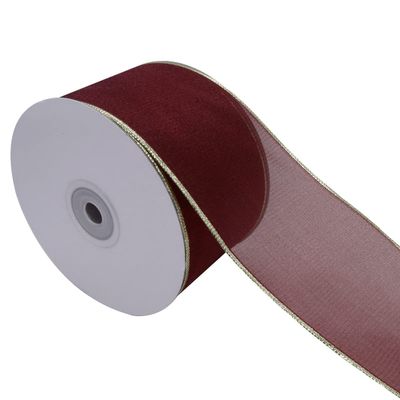 YASECO 63mm Golden Lurex Edge Organza Ribbon for Gift Box Wrapping Wedding Decoration Bows for Crafts 2159 Decorate Lace (Color : 2159, Size : 5 Yards)