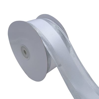 YASECO 63mm Wired Christmas Satin Ribbon with Stripes Silver Edges for Christmas Decoration Gift Wrapping Decorate Lace (Color : 2196, Size : 10 Yards)